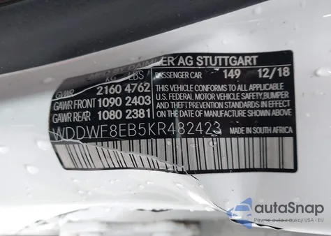 2019 Mercedes-Benz C 300 4Matic z USA, uszkodzony, nr VIN WDDWF8EB5KR482423